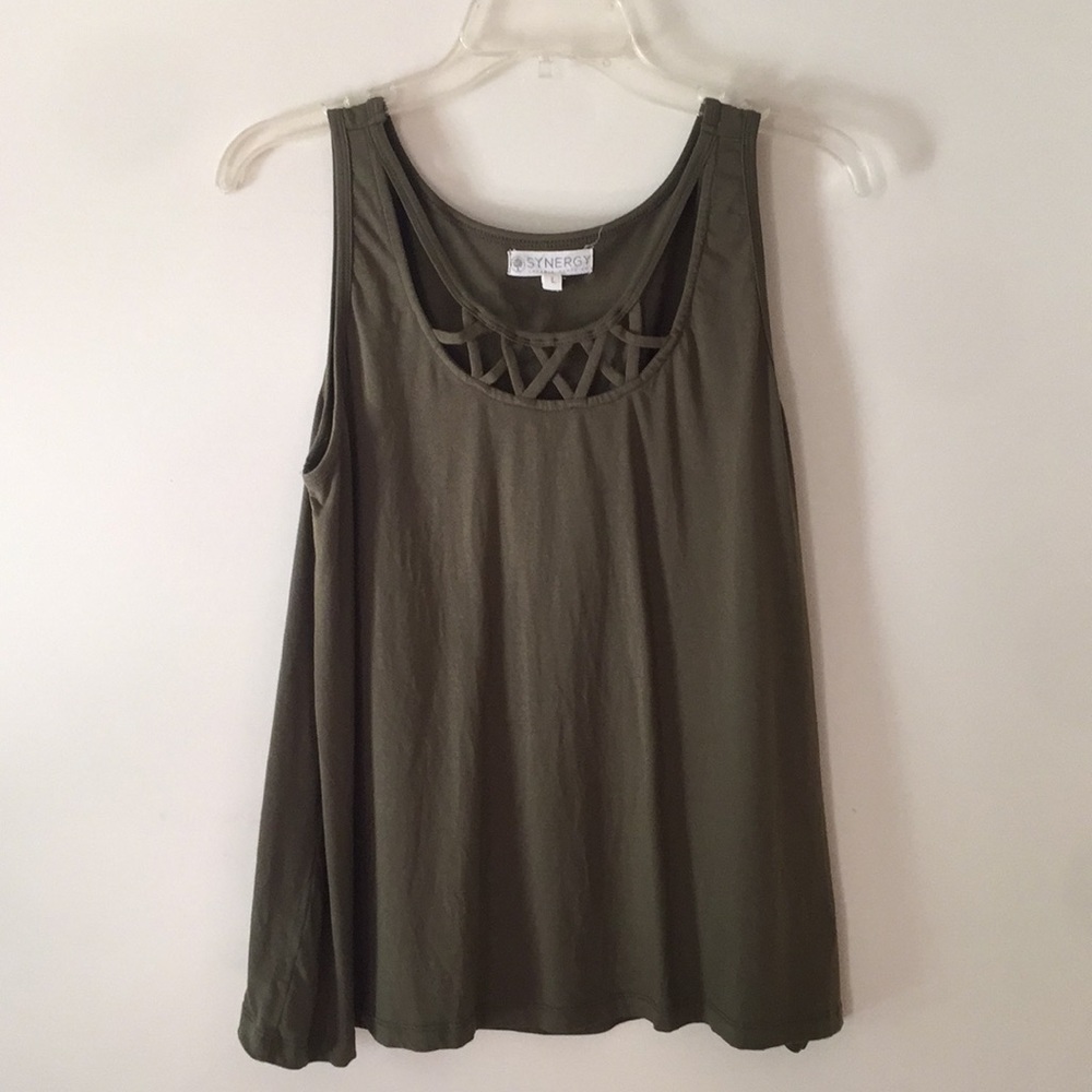 Synergy olive green tank top size large